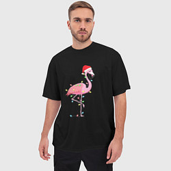 Футболка оверсайз мужская Новогодний Фламинго, цвет: 3D-принт — фото 2