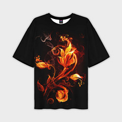 Мужская футболка оверсайз Огненный цветок