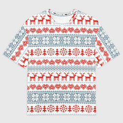 Футболка оверсайз мужская Новогодний пиксельный узор, цвет: 3D-принт