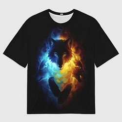 Футболка оверсайз мужская Волки в огне, цвет: 3D-принт