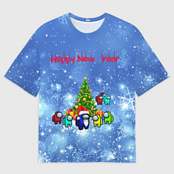 Футболка оверсайз мужская Among Us New Year, цвет: 3D-принт