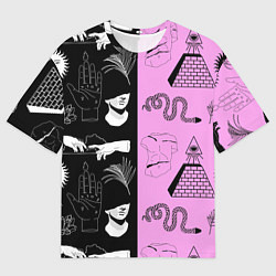 Мужская футболка оверсайз Руки, статуи