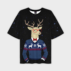 Мужская футболка оверсайз Hipster Deer