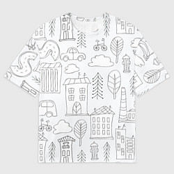 Футболка оверсайз мужская Нарисованный город, цвет: 3D-принт