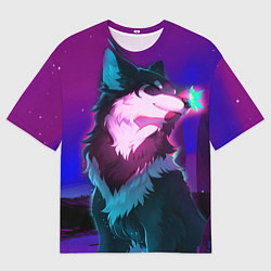 Мужская футболка оверсайз Сказочный волк
