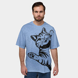 Футболка оверсайз мужская Улыбающийся кот, цвет: 3D-принт — фото 2
