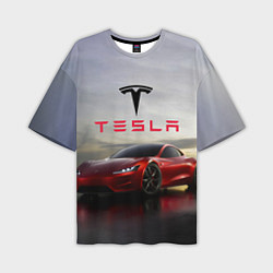 Футболка оверсайз мужская Tesla Roadster, цвет: 3D-принт