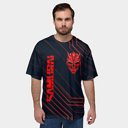 Футболка оверсайз мужская CYBERPUNK 2077 samurai, цвет: 3D-принт — фото 2