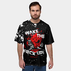 Футболка оверсайз мужская WAKE THE F CK UP!, цвет: 3D-принт — фото 2