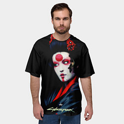 Футболка оверсайз мужская Cyberpunk 2077 самурай, цвет: 3D-принт — фото 2