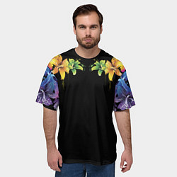 Футболка оверсайз мужская Цветы, цвет: 3D-принт — фото 2