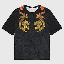 Футболка оверсайз мужская GOLD CHINA DRAGONS, цвет: 3D-принт