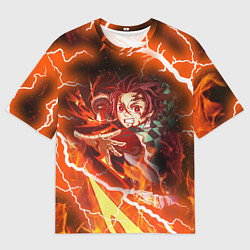 Футболка оверсайз мужская КЛИНОК РАССЕКАЮЩИЙ ДЕМОНОВ, цвет: 3D-принт