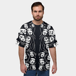 Футболка оверсайз мужская Анонимусы надбисиси линии, цвет: 3D-принт — фото 2