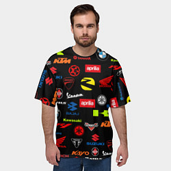 Футболка оверсайз мужская Motorcycle pattern Мото паттерн Z, цвет: 3D-принт — фото 2
