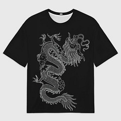 Мужская футболка оверсайз ЧБ Дракон