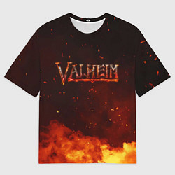 Футболка оверсайз мужская Valheim огненный лого, цвет: 3D-принт