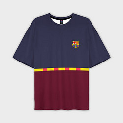 Футболка оверсайз мужская FC Barcelona Flag and team Logo 202122, цвет: 3D-принт