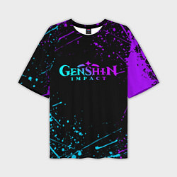 Мужская футболка оверсайз GENSHIN IMPACT NEON LOGO