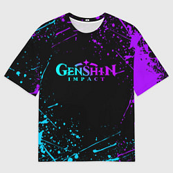 Футболка оверсайз мужская GENSHIN IMPACT NEON LOGO, цвет: 3D-принт