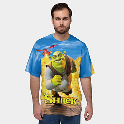 Футболка оверсайз мужская Шрек и дракон, цвет: 3D-принт — фото 2