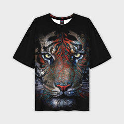 Мужская футболка оверсайз Цветной тигр
