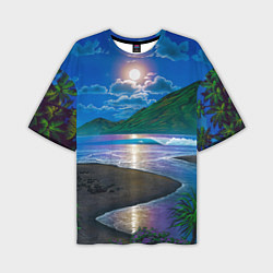 Мужская футболка оверсайз Гавайский пейзаж