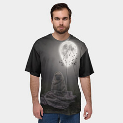 Футболка оверсайз мужская Мопс и луна, цвет: 3D-принт — фото 2