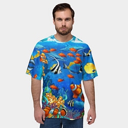 Футболка оверсайз мужская Коралловые рыбки, цвет: 3D-принт — фото 2