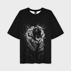 Футболка оверсайз мужская Тигр рычит Tiger realistic, цвет: 3D-принт