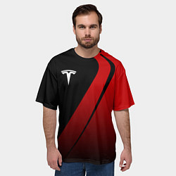Футболка оверсайз мужская TESLA MOTORS ТЕСЛА, цвет: 3D-принт — фото 2