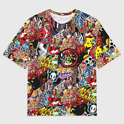 Футболка оверсайз мужская Логотипы Аниме Мультиков, цвет: 3D-принт