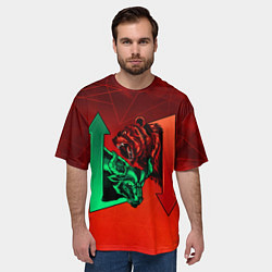 Футболка оверсайз мужская Бык VS Медведь, цвет: 3D-принт — фото 2