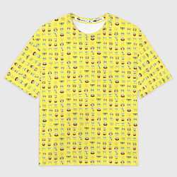 Футболка оверсайз мужская SpongeBobs facial expressions, цвет: 3D-принт