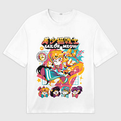 Футболка оверсайз мужская Sailor Meow, цвет: 3D-принт