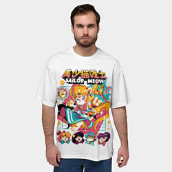 Футболка оверсайз мужская Sailor Meow, цвет: 3D-принт — фото 2