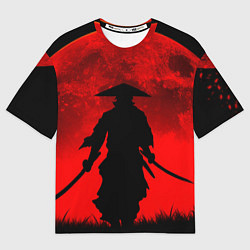Мужская футболка оверсайз САМУРАЙ кровавой луны