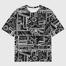 Мужская футболка оверсайз Белые абстрактные линии