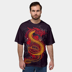 Футболка оверсайз мужская НЕОНОВЫЙ ДРАКОН, 3d, цвет: 3D-принт — фото 2