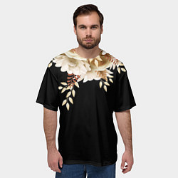 Футболка оверсайз мужская Золотые Цветы, цвет: 3D-принт — фото 2