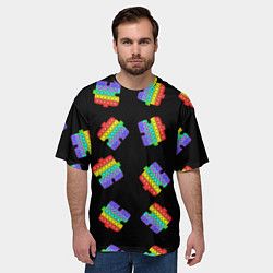 Футболка оверсайз мужская Поп ит пазлы на черном, цвет: 3D-принт — фото 2