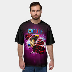Футболка оверсайз мужская Атака резинового Луффи One Piece, цвет: 3D-принт — фото 2