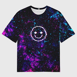 Футболка оверсайз мужская GLITCH SMILE ГЛИТЧ СМАЙЛ, цвет: 3D-принт
