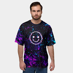 Футболка оверсайз мужская GLITCH SMILE ГЛИТЧ СМАЙЛ, цвет: 3D-принт — фото 2