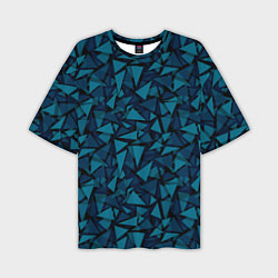 Мужская футболка оверсайз Синий полигональный паттерн
