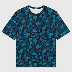 Футболка оверсайз мужская Синий полигональный паттерн, цвет: 3D-принт