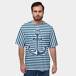 Футболка оверсайз мужская Тельняшка с якорем, цвет: 3D-принт — фото 2