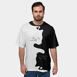 Футболка оверсайз мужская Коты инь янь, цвет: 3D-принт — фото 2