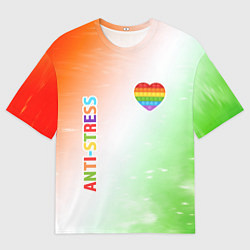 Мужская футболка оверсайз Pop It Anti Stress - Heart - Fire