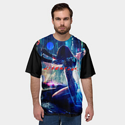 Футболка оверсайз мужская Cyberpunk девушка с катаной, цвет: 3D-принт — фото 2
